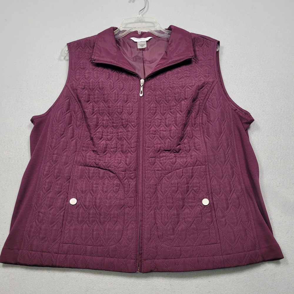 Allison Daley Petite Vest Purple Quilted Full Zip Sleeveless Jacket 16P